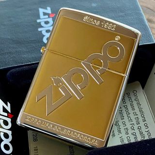 ジッポー(ZIPPO)の新品 Zippo ロゴ ゴールド&シルバー LOGO ジッポー(タバコグッズ)