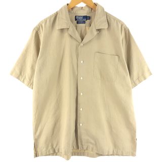 ラルフローレン(Ralph Lauren)の古着 ラルフローレン Ralph Lauren POLO by Ralph Lauren CALDWELL 半袖 オープンカラー シルクシャツ ボックスシャツ メンズL /eaa358854(シャツ)