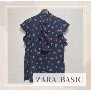 ザラ(ZARA)のZARA BASIC ブラウス 花柄 トップス Mサイズ(シャツ/ブラウス(長袖/七分))