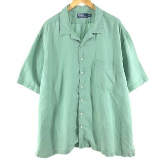 ラルフローレン(Ralph Lauren)の古着 ビッグサイズ ラルフローレン Ralph Lauren POLO by Ralph Lauren 半袖 オープンカラー リネンシルクシャツ ボックスシャツ フリーサイズ /eaa358857(シャツ)