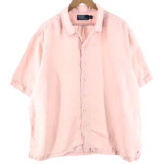 ラルフローレン(Ralph Lauren)の古着 90年代 ラルフローレン Ralph Lauren POLO by Ralph Lauren 半袖 オープンカラー リネンシルクシャツ ボックスシャツ メンズXXL /eaa356637(シャツ)