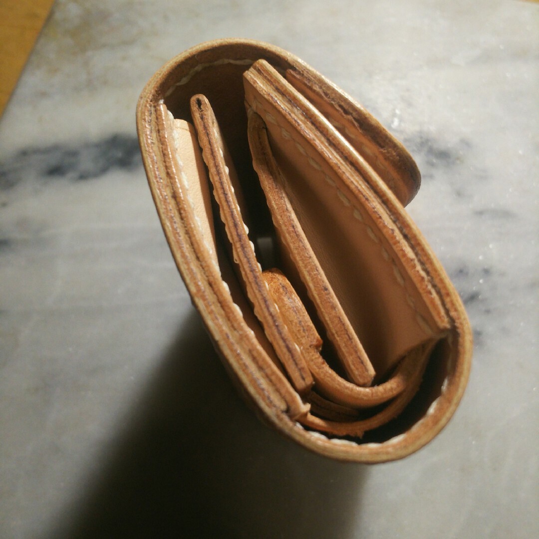 ハンドメイド ミニ財布 小さい財布 ミニマム財布 2つ折り財布 本革 新品