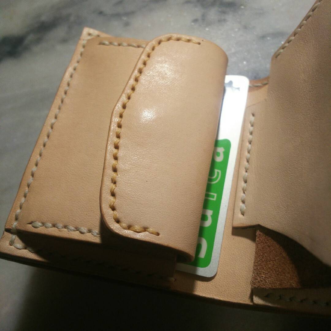 ハンドメイド ミニ財布 小さい財布 ミニマム財布 2つ折り財布 本革 新品