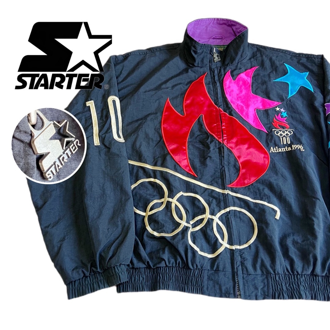 希少★STARTER スターター アトランタオリンピック刺繍 ナイロンジャケット70肩幅