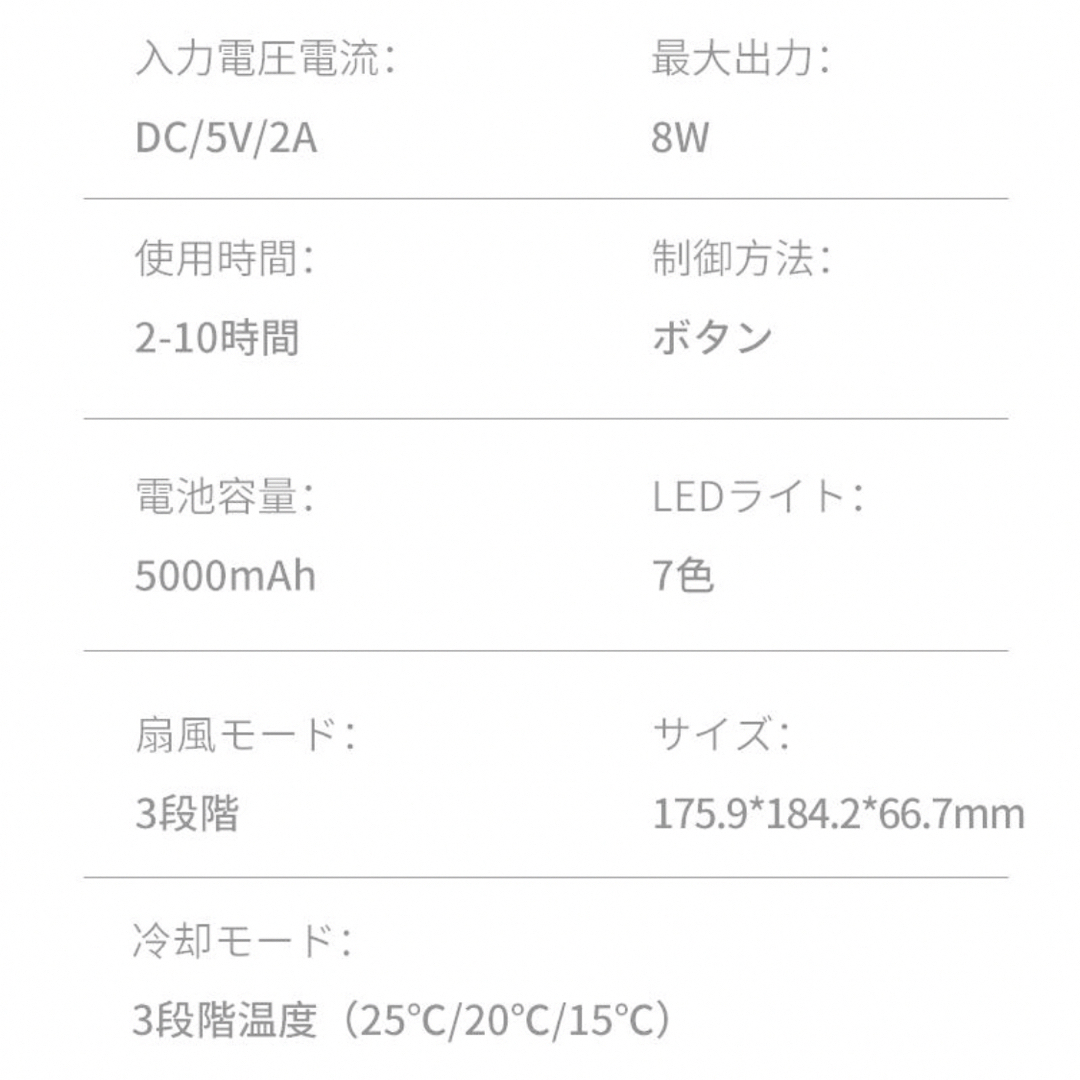 最新 ネッククーラー 首掛け扇風機 首掛けエアコン 3段階冷却 ミニ扇風機  スマホ/家電/カメラの冷暖房/空調(扇風機)の商品写真