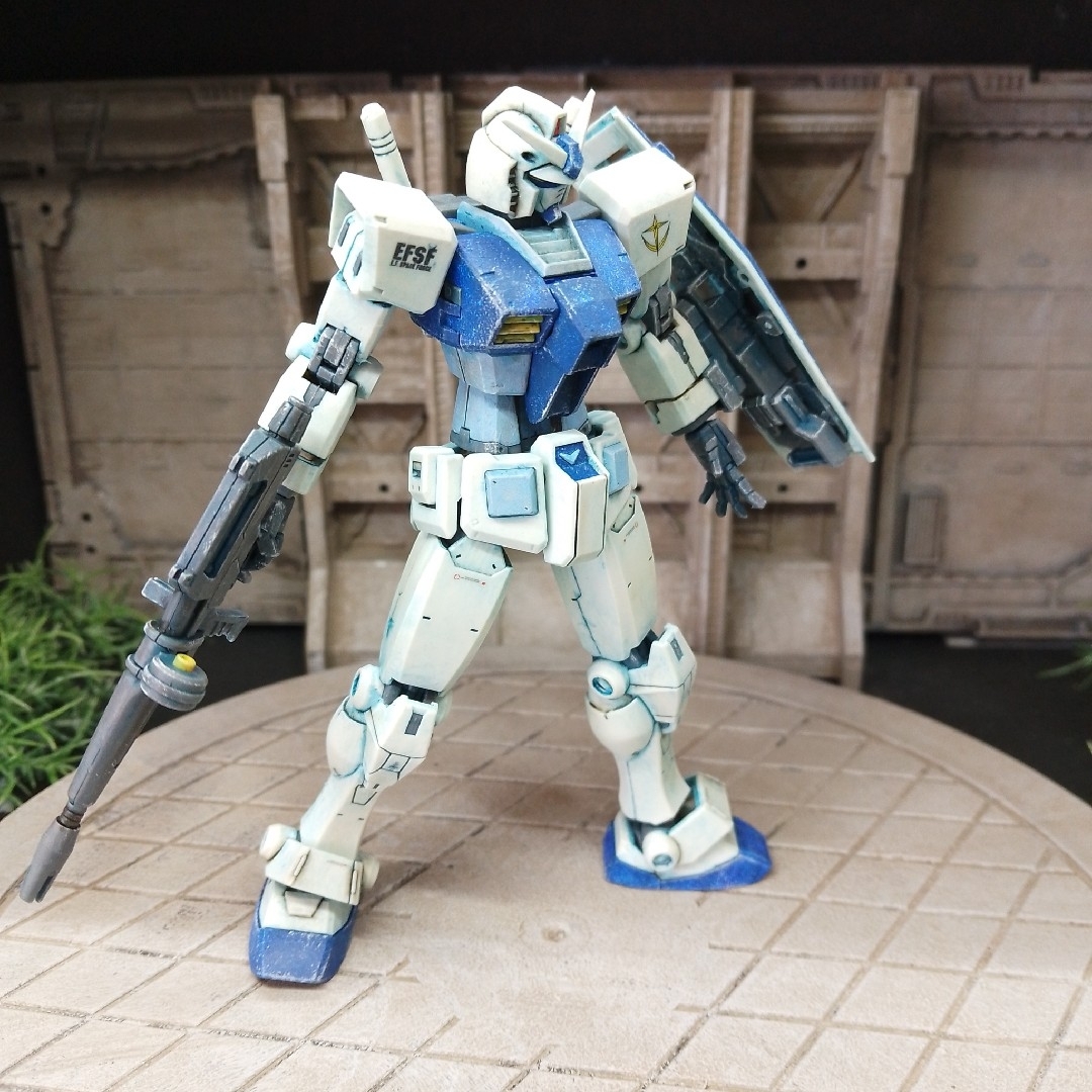 ガンプラ完成品、BEYOND GLOBALガンダム、部分塗装青汚し追加仕上げ品