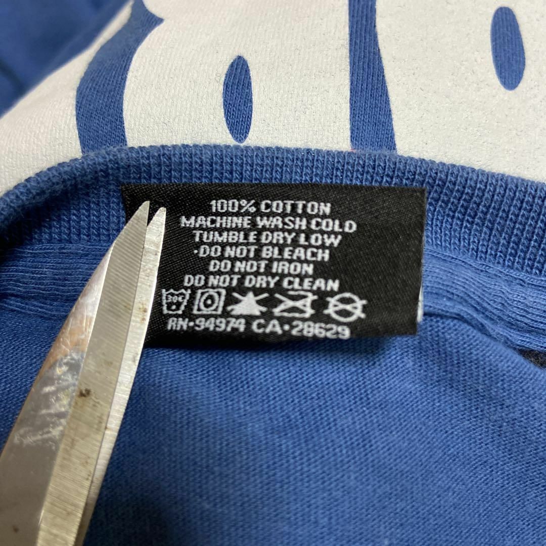 ワールドツアー、両面プリントロゴTシャツ◎】stussyくすみブルー青M
