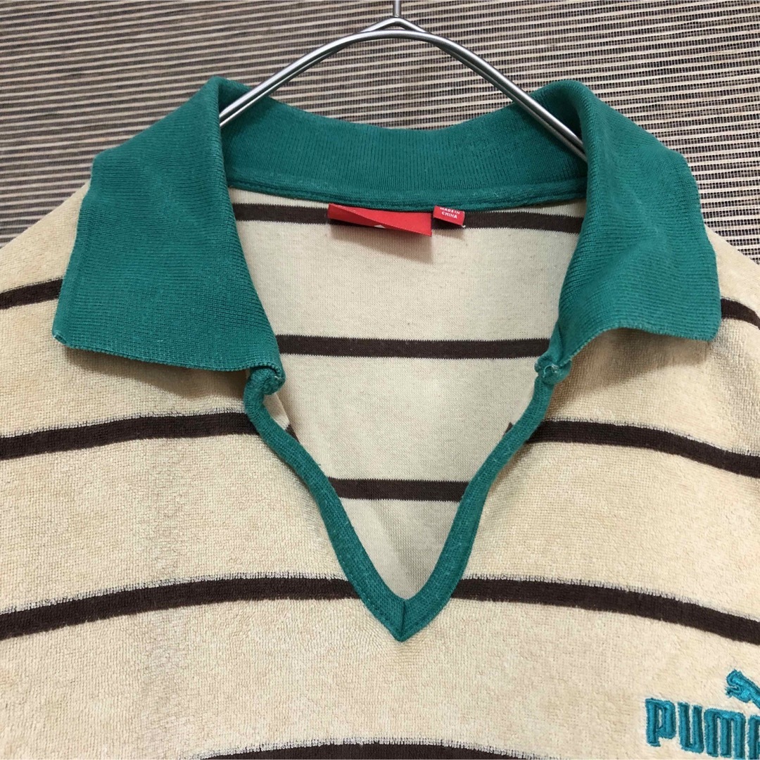 PUMA(プーマ)の【プーマ】半袖ポロシャツ　刺繍　パイル生地　ボーダー　ベージュ　ワンポイント19 メンズのトップス(ポロシャツ)の商品写真