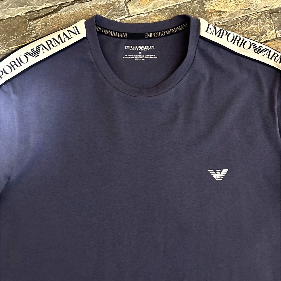 【新品】EMPORIO ARMANI アルマーニ ／ラインロゴ Tシャツ M