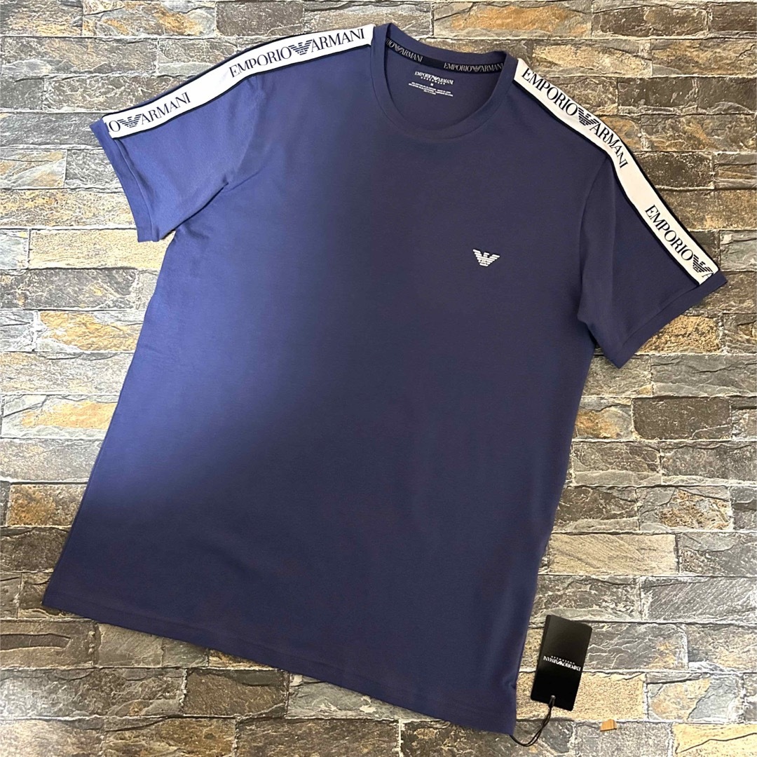 【新品】EMPORIO ARMANI アルマーニ ／ラインロゴ Tシャツ M