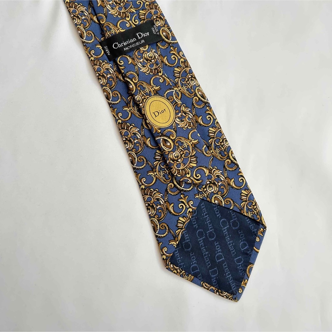 Christian Dior ディオール ネクタイ ブルー系 シルク100