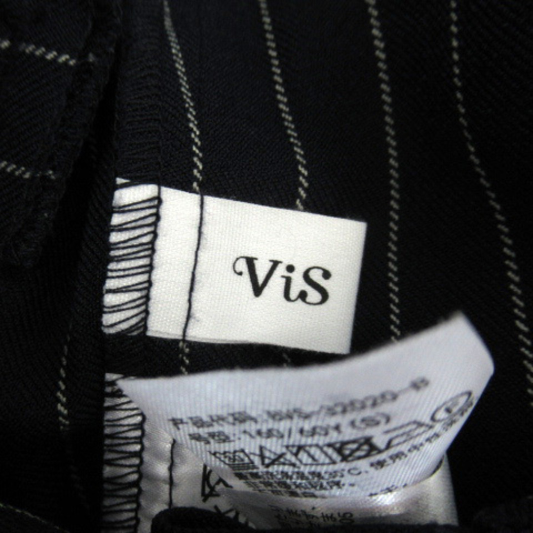 ViS(ヴィス)のビス スラックス ワイドパンツ ロング丈 ストライプ柄 ベルト付 S 紺 ■MO レディースのパンツ(その他)の商品写真