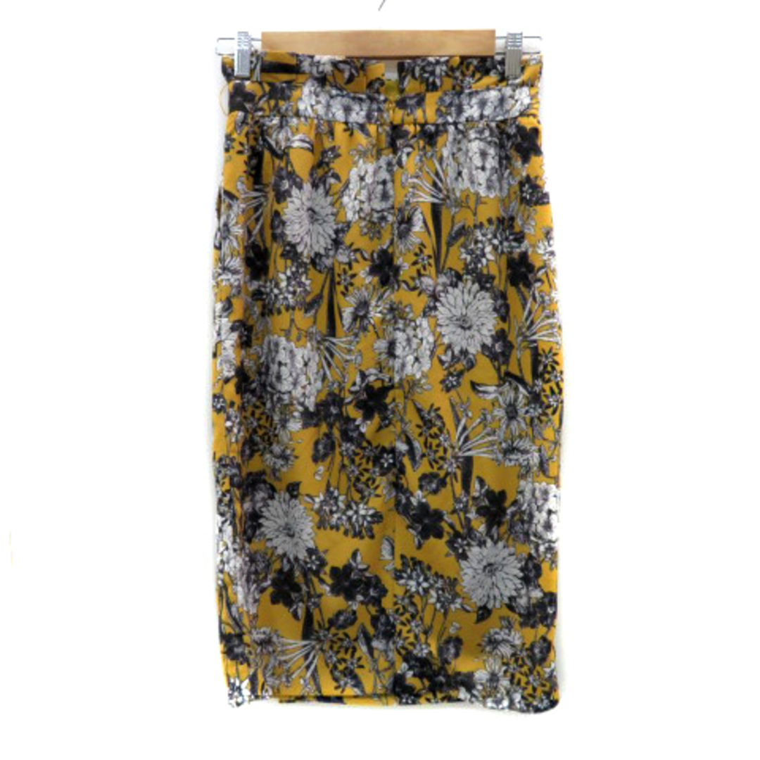other(アザー)のプレイズ フレアスカート ギャザースカート 花柄 38 マルチカラー 黄色 レディースのスカート(ひざ丈スカート)の商品写真
