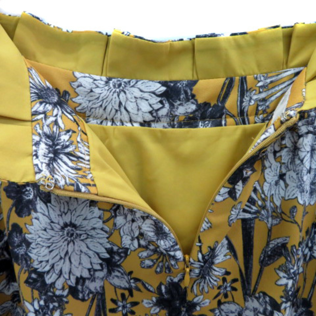 other(アザー)のプレイズ フレアスカート ギャザースカート 花柄 38 マルチカラー 黄色 レディースのスカート(ひざ丈スカート)の商品写真