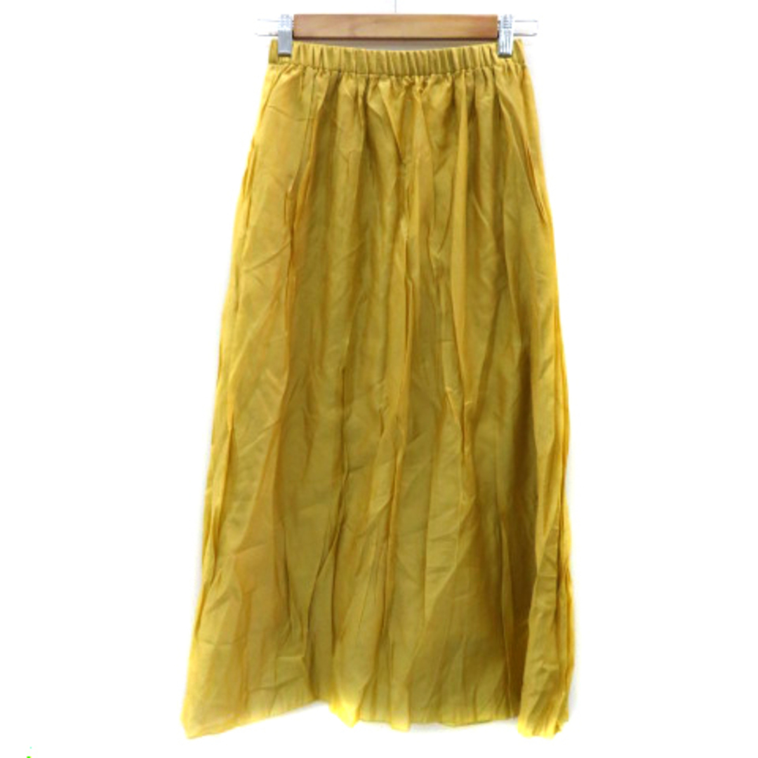 nano・universe(ナノユニバース)のナノユニバース フレアスカート ギャザースカート マキシ丈 無地 F 黄色 レディースのスカート(ロングスカート)の商品写真
