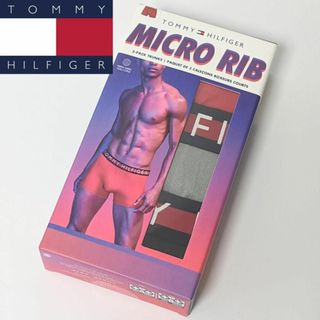 トミーヒルフィガー(TOMMY HILFIGER)の【ラスト1】トミーヒルフィガー ボクサーパンツ 3枚セット 赤 黒 グレー L(ボクサーパンツ)