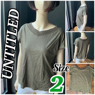 アンタイトル(UNTITLED)のアンタイトル美品！前後ツーウェイで着れるフレンチスリーブカットソー　カーキ(カットソー(半袖/袖なし))