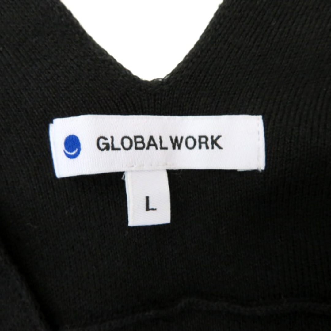 GLOBAL WORK(グローバルワーク)のグローバルワーク ニットワンピース ロング丈 長袖 Vネック 無地 L 黒 レディースのワンピース(ロングワンピース/マキシワンピース)の商品写真