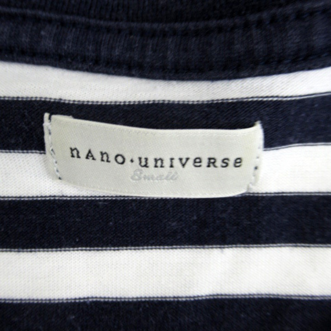 nano・universe(ナノユニバース)のナノユニバース Tシャツ カットソー 長袖 Vネック ボーダー柄 S 紺 白 メンズのトップス(Tシャツ/カットソー(七分/長袖))の商品写真