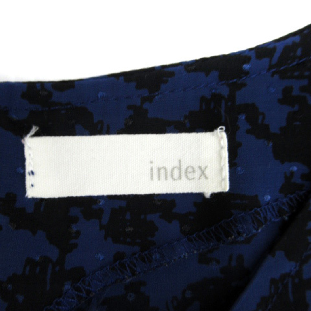 INDEX(インデックス)のインデックス INDEX ワンピース ひざ丈 千鳥格子柄 リボン M 青 レディースのワンピース(ひざ丈ワンピース)の商品写真