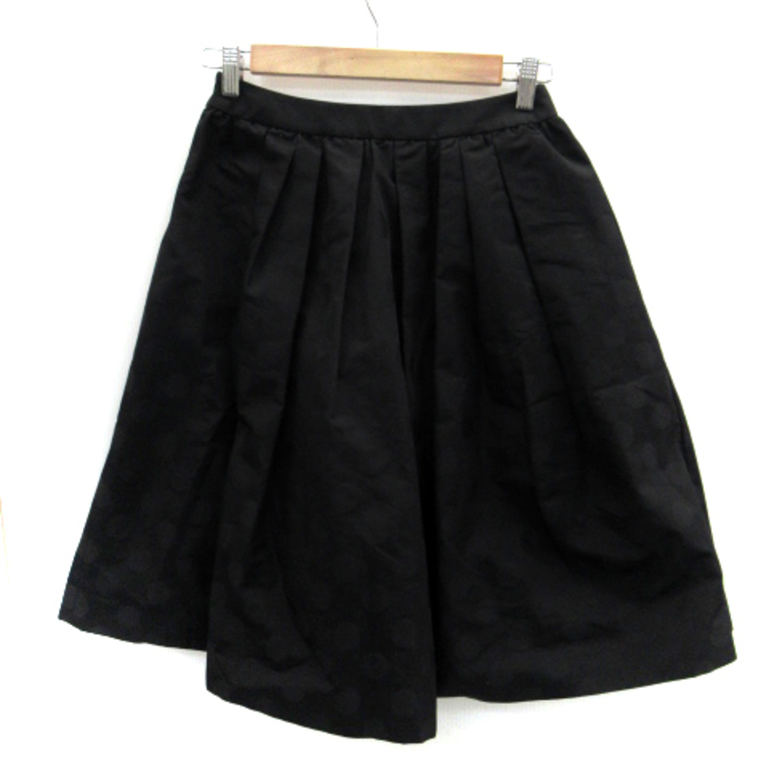 TO BE CHIC(トゥービーシック)のTO BE CHIC フレアスカート ミモレ丈 ドット柄 40 黒 ブラック レディースのスカート(ひざ丈スカート)の商品写真