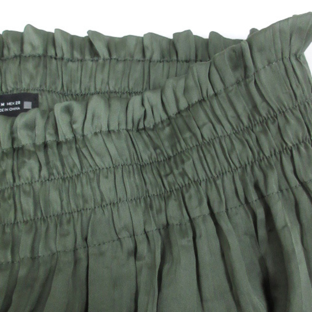 ZARA(ザラ)のザラ プリーツスカート ロング丈 マキシ丈 サテン 無地 M カーキ /FF52 レディースのスカート(ロングスカート)の商品写真