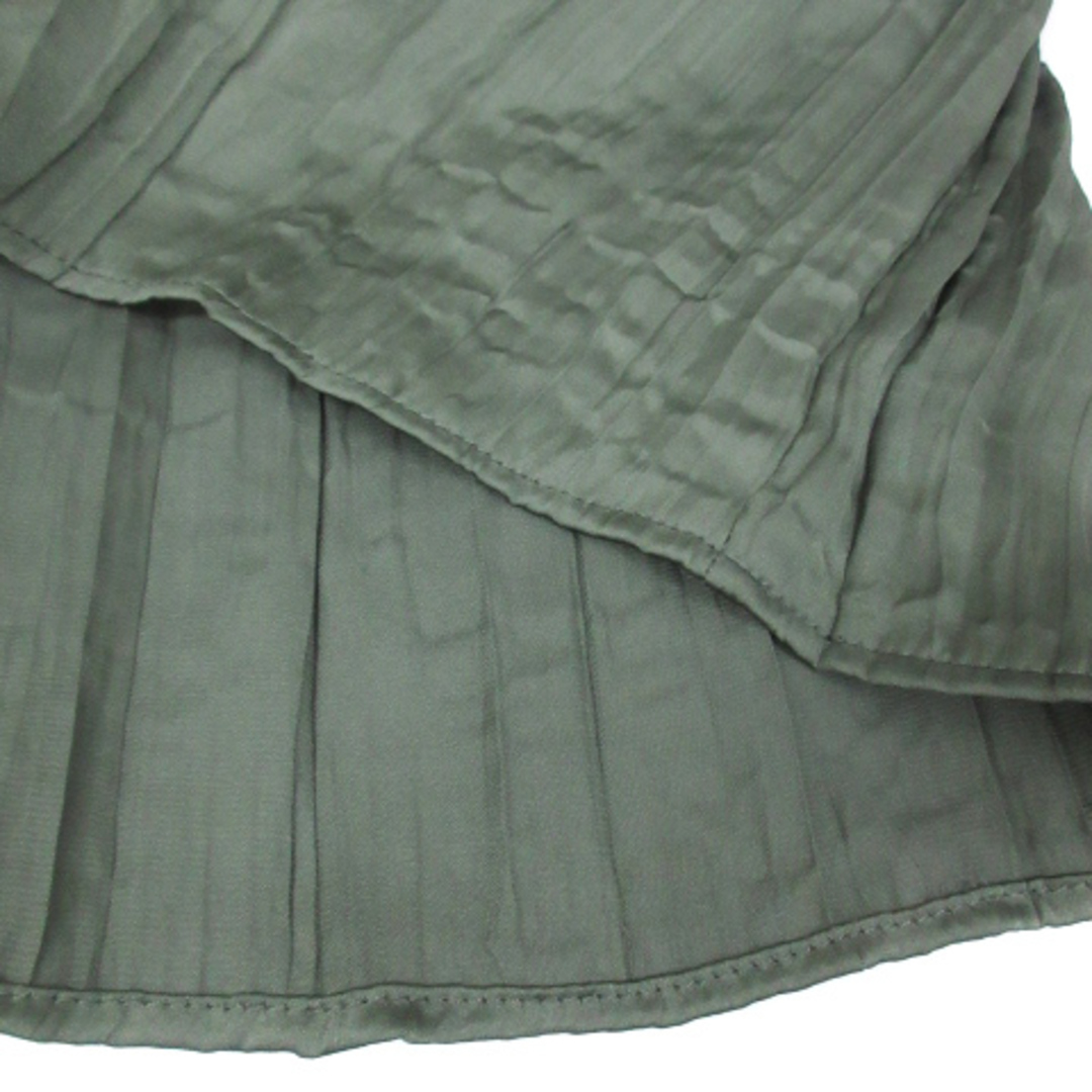 ZARA(ザラ)のザラ プリーツスカート ロング丈 マキシ丈 サテン 無地 M カーキ /FF52 レディースのスカート(ロングスカート)の商品写真