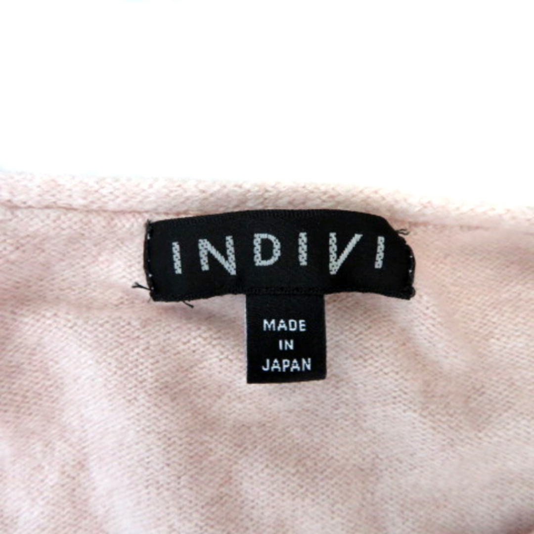 INDIVI(インディヴィ)のインディヴィ ニット カットソー 長袖 無地 ショート丈 ウール混 38 ピンク レディースのトップス(ニット/セーター)の商品写真