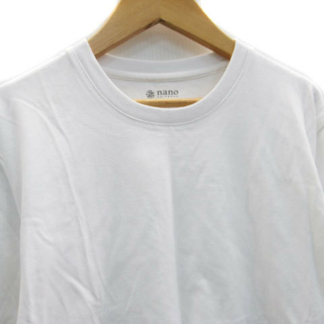 nano・universe(ナノユニバース)のナノユニバース Tシャツ カットソー 長袖 ラウンドネック 無地 M ホワイト メンズのトップス(Tシャツ/カットソー(七分/長袖))の商品写真