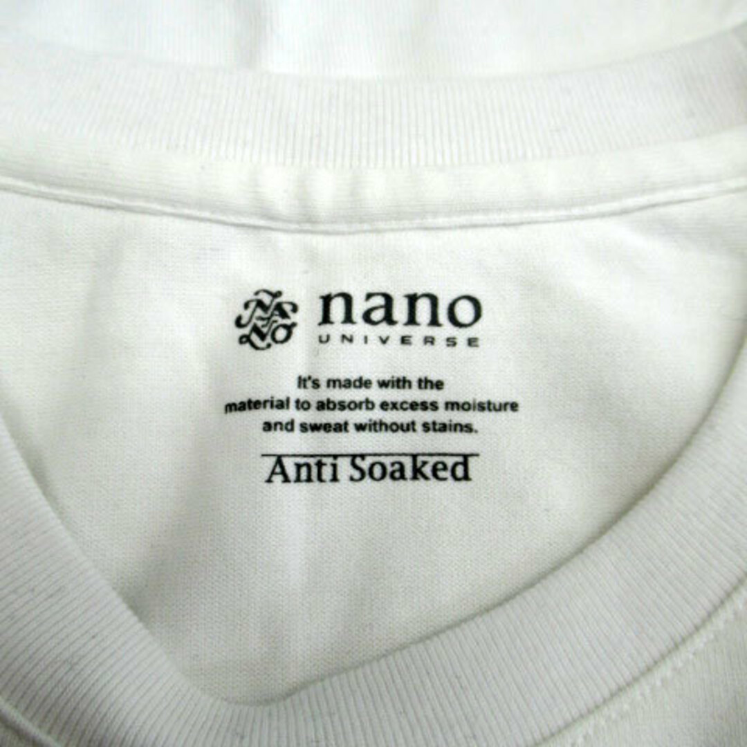 nano・universe(ナノユニバース)のナノユニバース Tシャツ カットソー 長袖 ラウンドネック 無地 M ホワイト メンズのトップス(Tシャツ/カットソー(七分/長袖))の商品写真