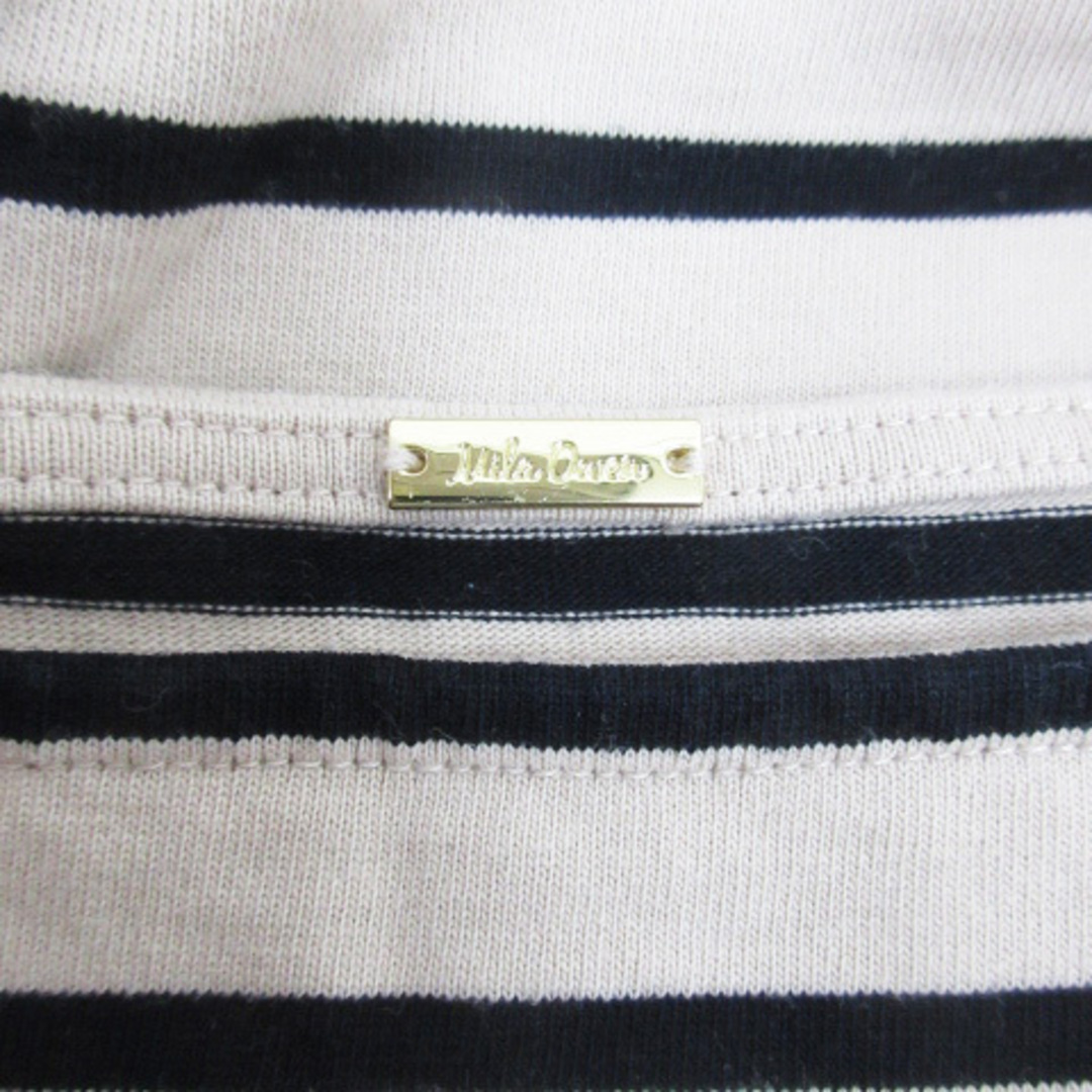 Mila Owen(ミラオーウェン)のミラオーウェン カットソー Tシャツ 長袖 ボーダー柄 0 ベージュ 黒 レディースのトップス(カットソー(長袖/七分))の商品写真