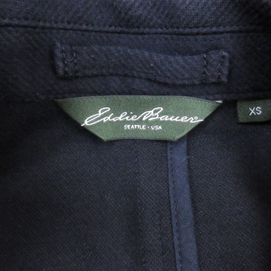 Eddie Bauer(エディーバウアー)のエディーバウアー テーラードジャケット ミドル丈 シングル ストライプ柄 紺 黒 メンズのジャケット/アウター(テーラードジャケット)の商品写真