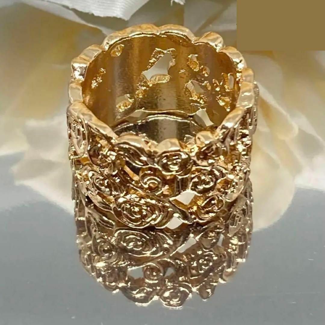ゴールド リング 指輪 バラ フラワー アンティーク おしゃれ かわいい 13号 レディースのアクセサリー(リング(指輪))の商品写真