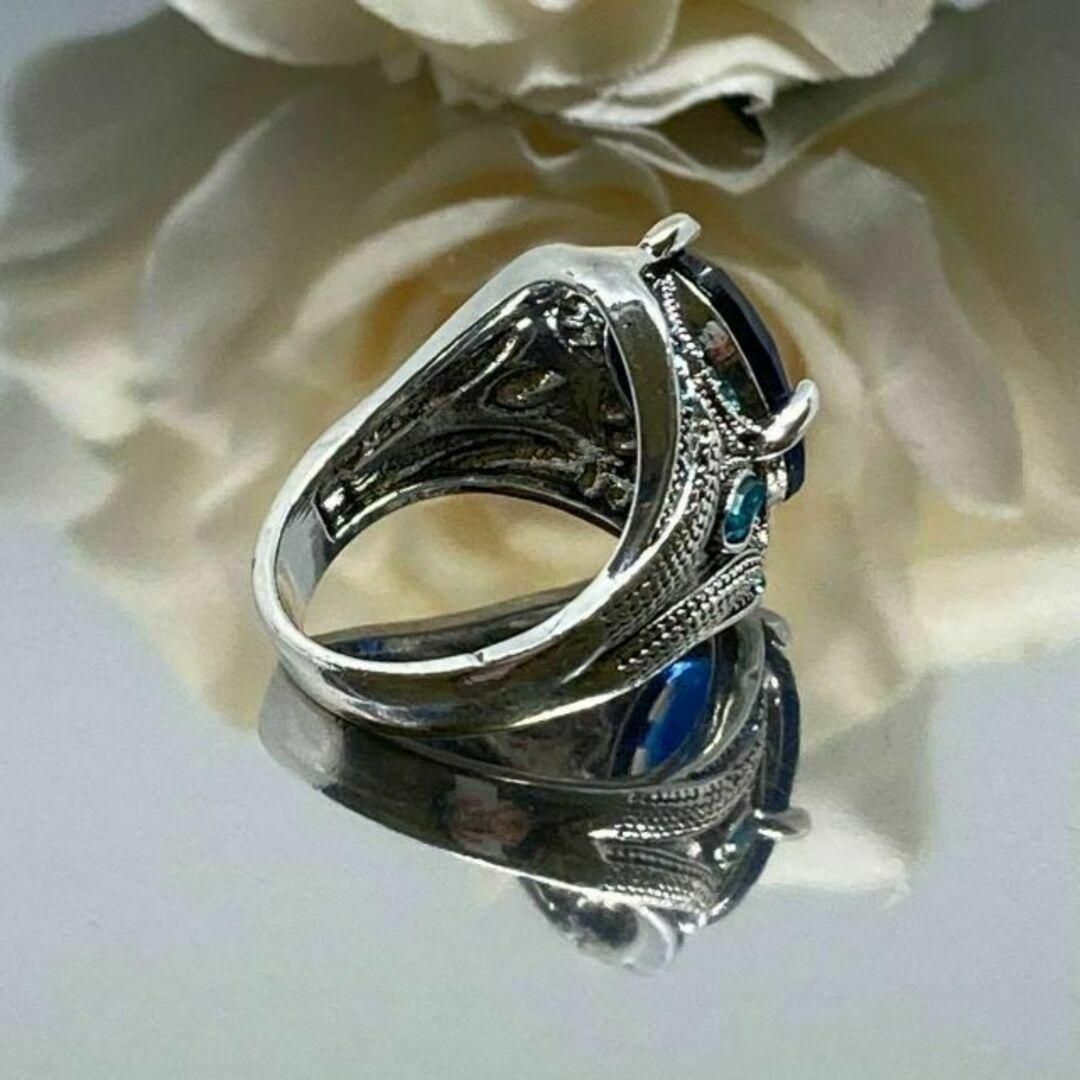 サファイア シルバー リング ジルコニア 指輪 エメラルド おしゃれ 14号 レディースのアクセサリー(リング(指輪))の商品写真