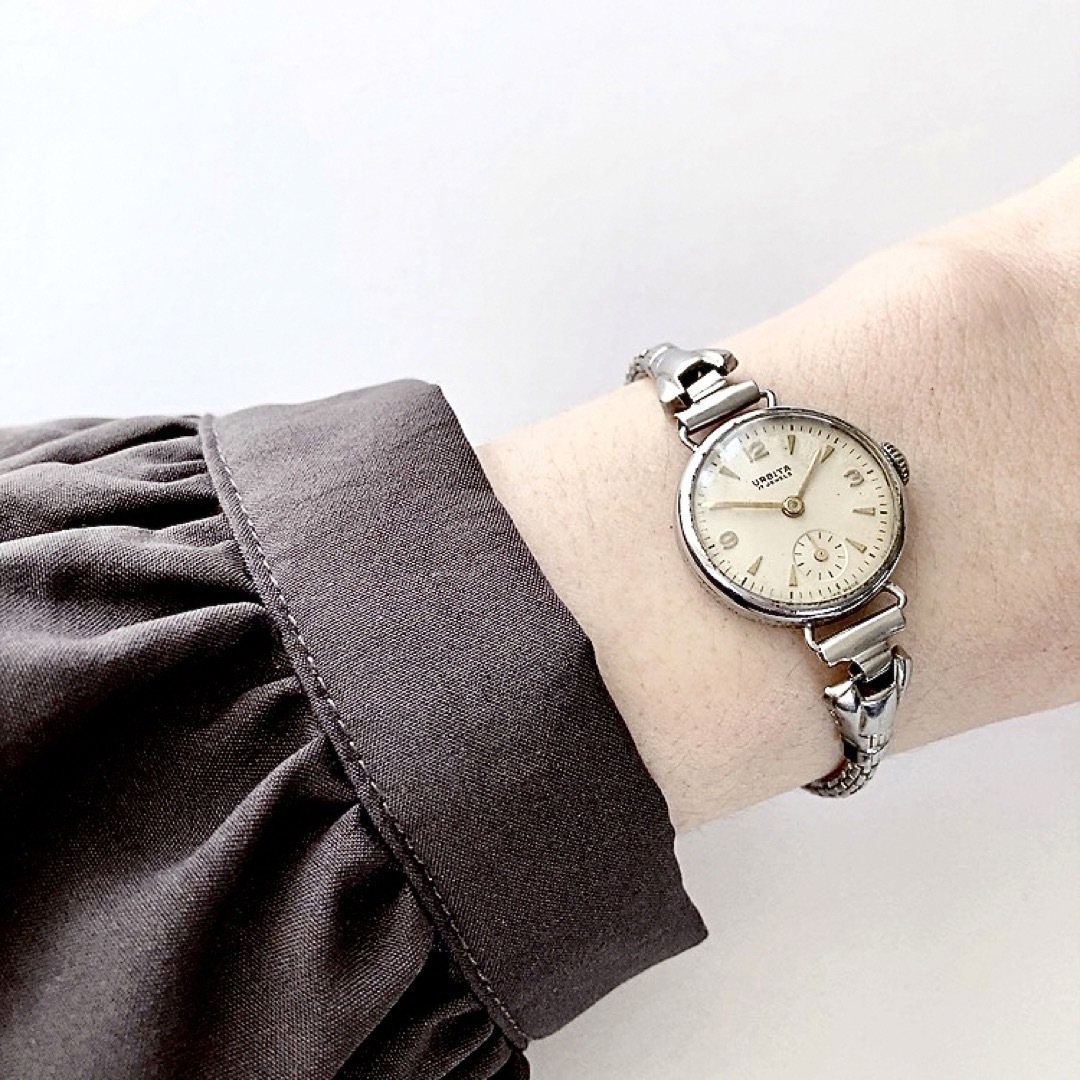 アンティーク SWISS製URBITA 17石 レディース手巻き腕時計 稼動品-