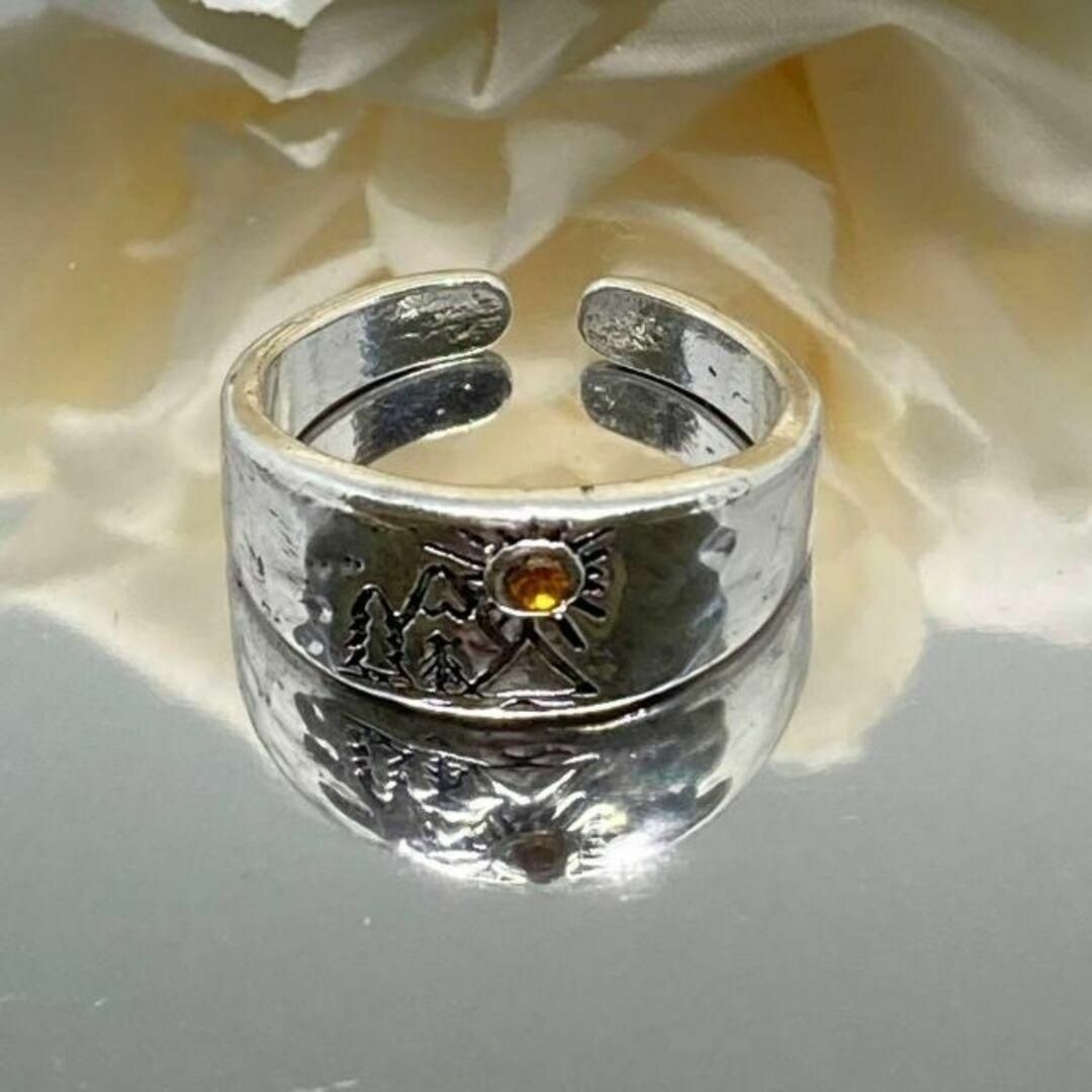 シルバー リング マウンテン 指輪 太陽 ジルコニア アンティーク 18号 メンズのアクセサリー(リング(指輪))の商品写真