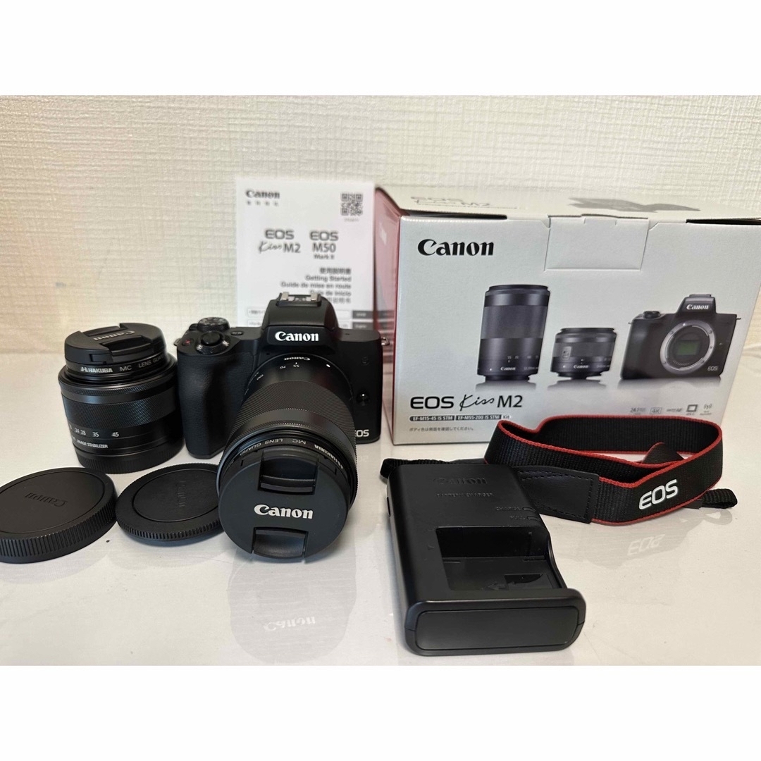極上品!キヤノン EOS Kiss M2 ブラック ダブルズームキット