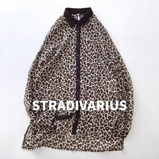 ストラディバリウス(stradivarius)のストラディバリウス　レオパード柄シアーシャツ　スタッズボタン　長袖　豹柄　S(シャツ/ブラウス(長袖/七分))