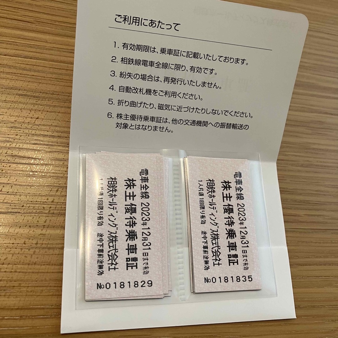 相鉄線株主優待乗車証70枚 最新2023年12月31日