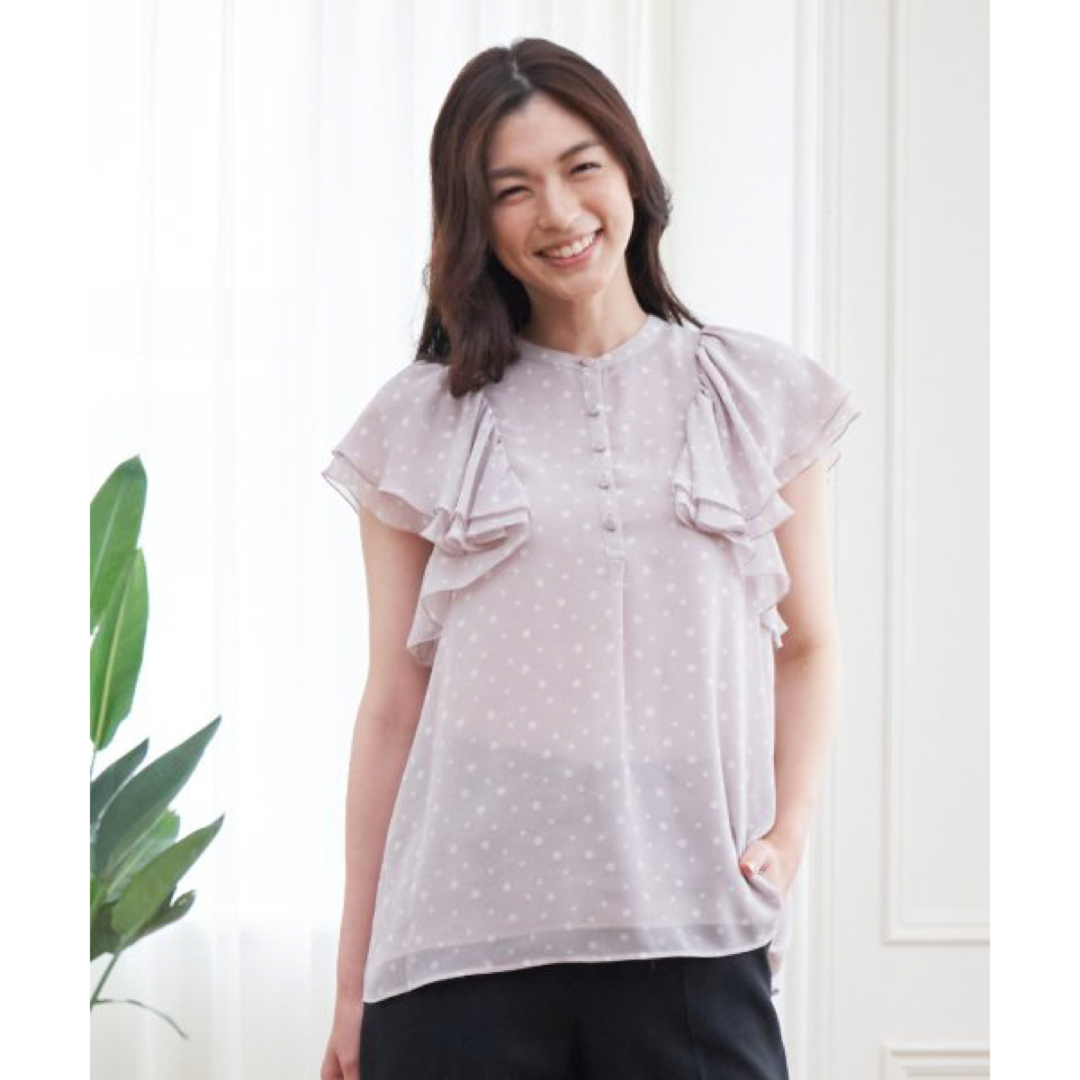 ANAYI（アナイ）の「シフォンドットプリントラッフル ブラウス
