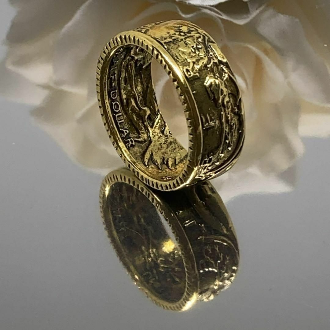 コインリング ゴールド リング アンティーク おしゃれ ドル 指輪 15号 メンズのアクセサリー(リング(指輪))の商品写真