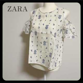 ザラ(ZARA)の【極美品】ZARA BASIC ザラ ベーシック 肩出し ペイズリー柄 ブラウス(カットソー(半袖/袖なし))