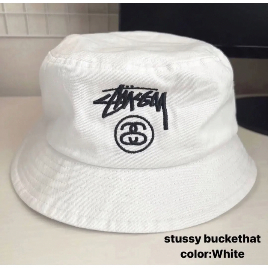 fc STUSSY バケットハット ホワイト　白