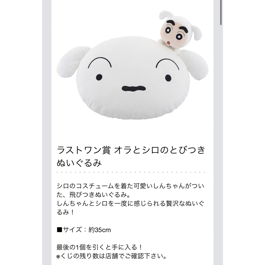 クレヨンしんちゃん 一番くじ ラストワン賞 オラとシロのとびつきぬいぐるみ
