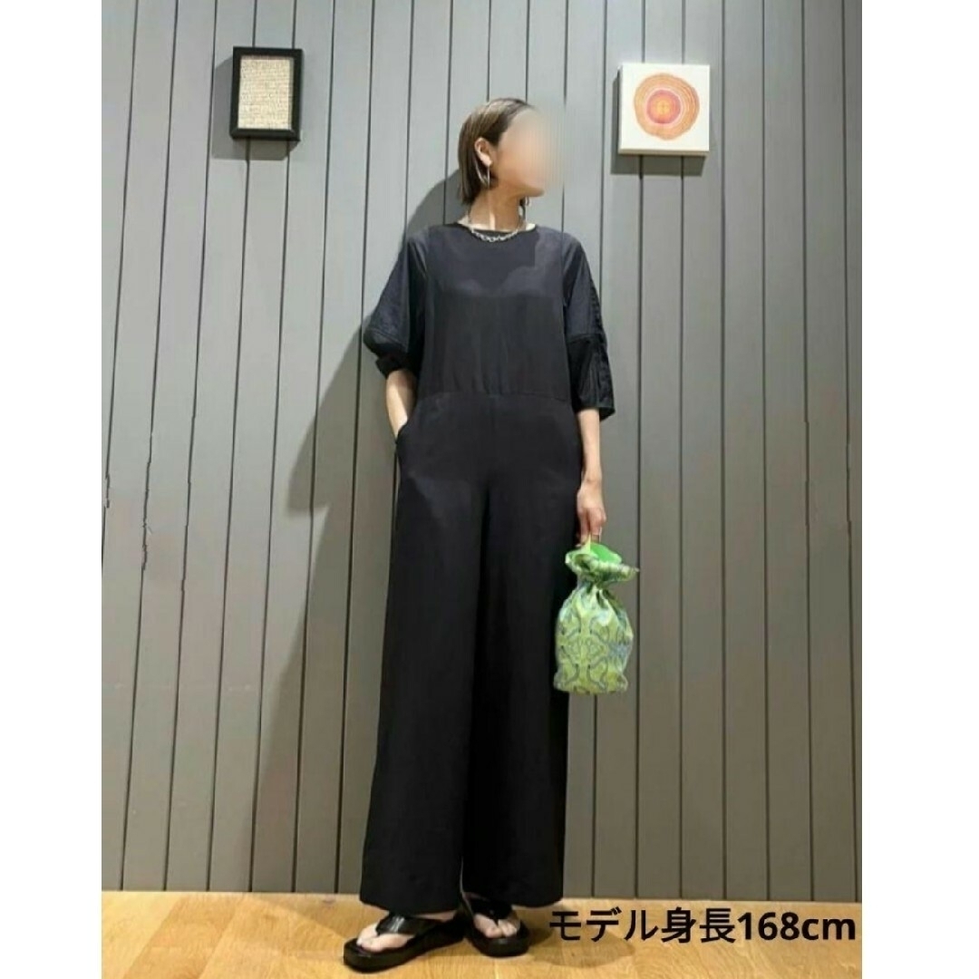 新品!タグ付き オールインワン リネン混 接触冷感 NAVY М 上品♡