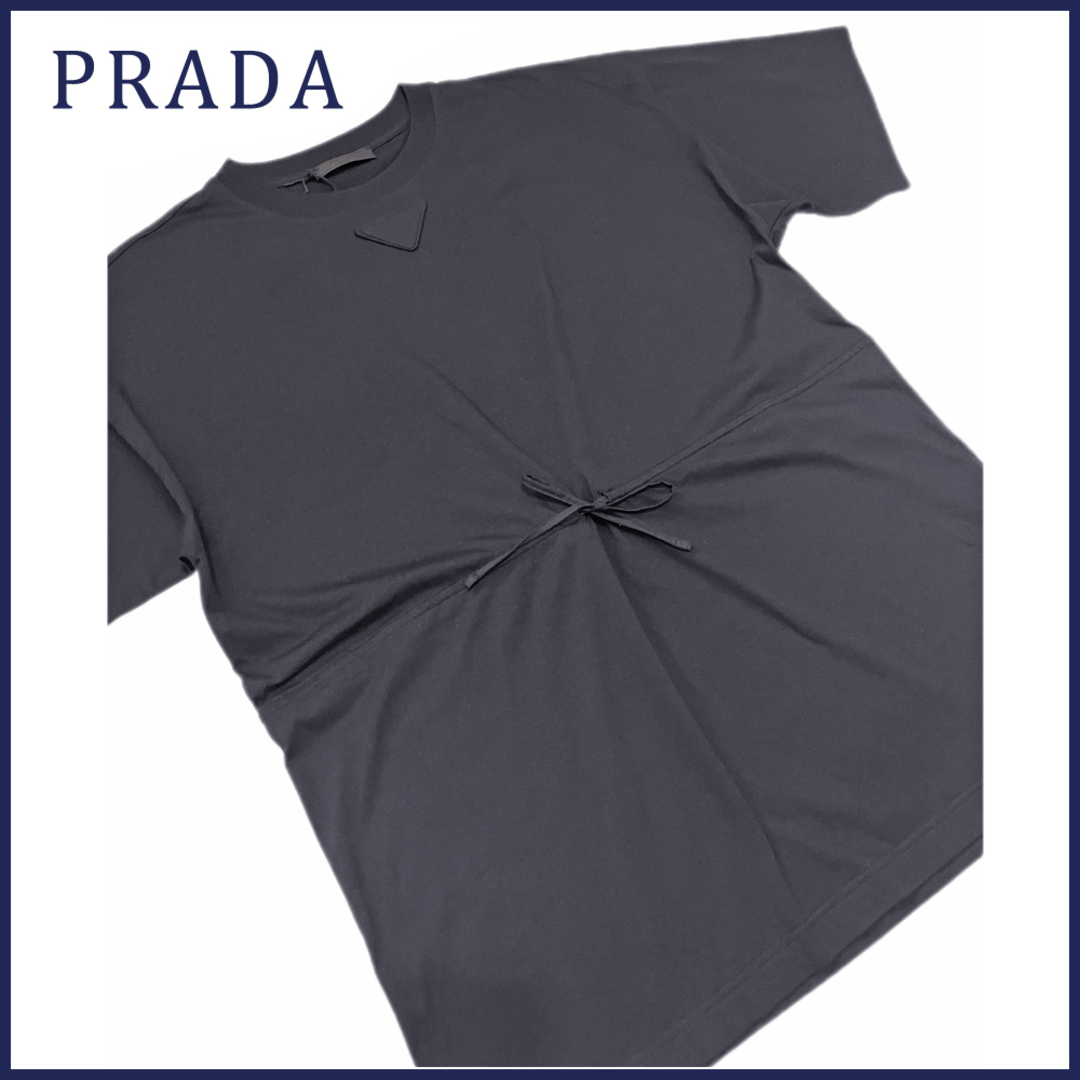 新品プラダPRADAメンズ　クルーネックTシャツ　黒　#M