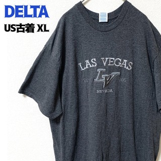 デルタ(DELTA)のUS古着 DELTA デルタ 半袖Tシャツ ラスベガス 刺繍ロゴ ゆるだぼ XL(Tシャツ/カットソー(半袖/袖なし))