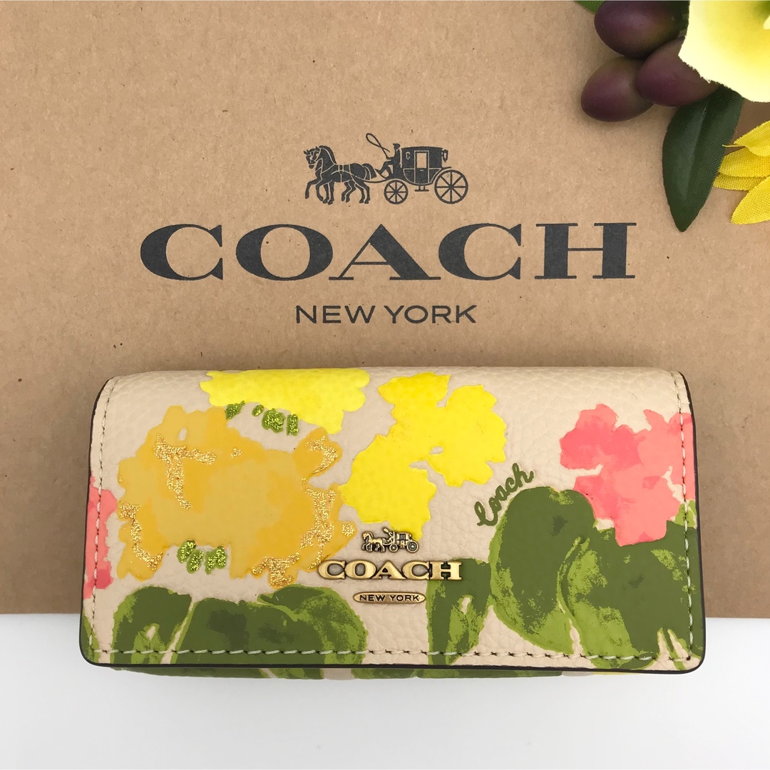 COACH - COACH ☆大人気☆ 6リング キーケース フローラル プリント 花