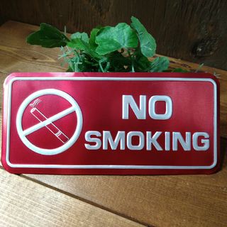 NO SMOKING　RED/シルバー　ブリキ看板　mini看板1枚　✨新品(その他)