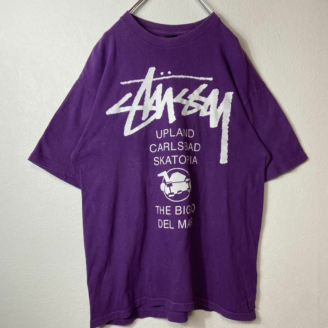 old stussy ステューシー Tシャツ パープルビックロゴ